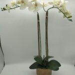 White Artificial Orchid In Ceramic Gold Vase