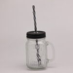 Clear Mason Jar with Metal Lid & PP Straw